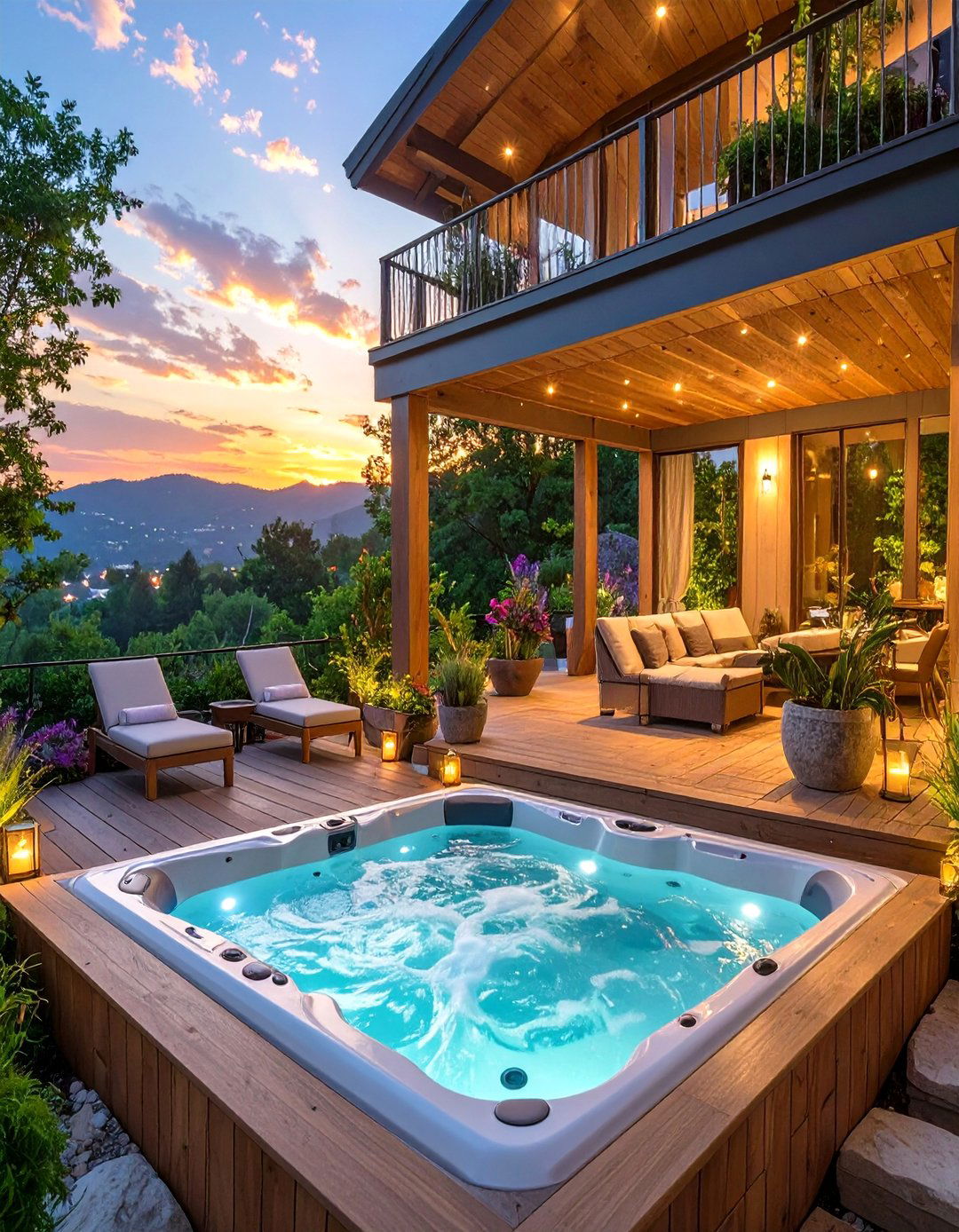 The Hot Tub Haven Deck - 30 backyard 2 level deck designs
