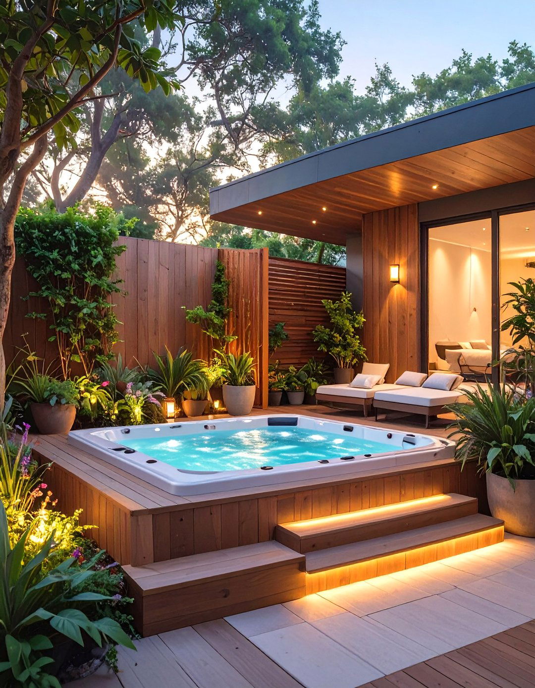 The Hot Tub Hideaway Deck - 30 back yard deck ideas