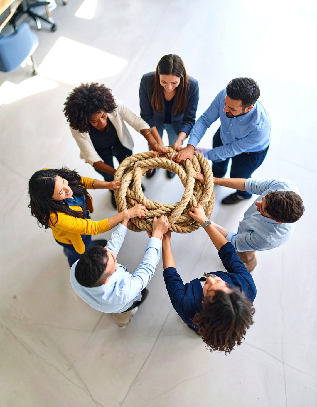 The Human Knot Challenge - 30 office olympics ideas