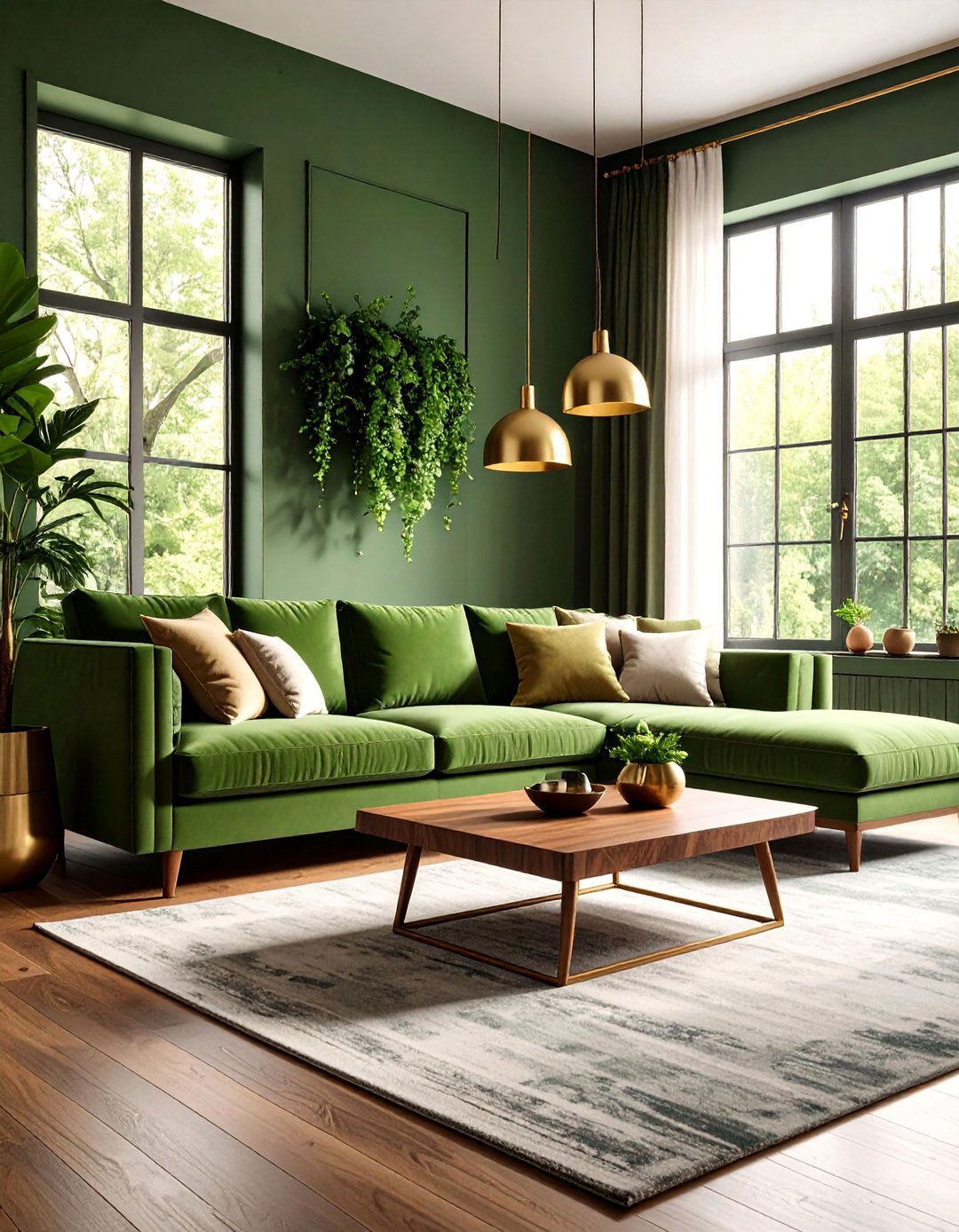 The Hunter Green Living Room - 30 90s interior design ideas