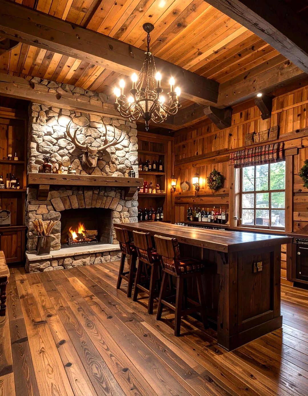 The Hunting Lodge Garage Bar - 30 man cave garage bar ideas