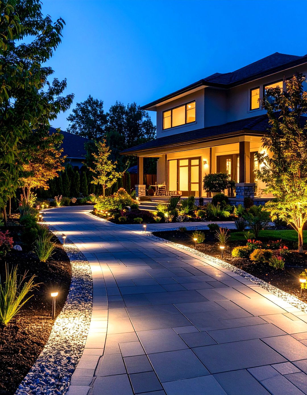 The Illuminated Driveway Design - 30 driveway landscaping ideas