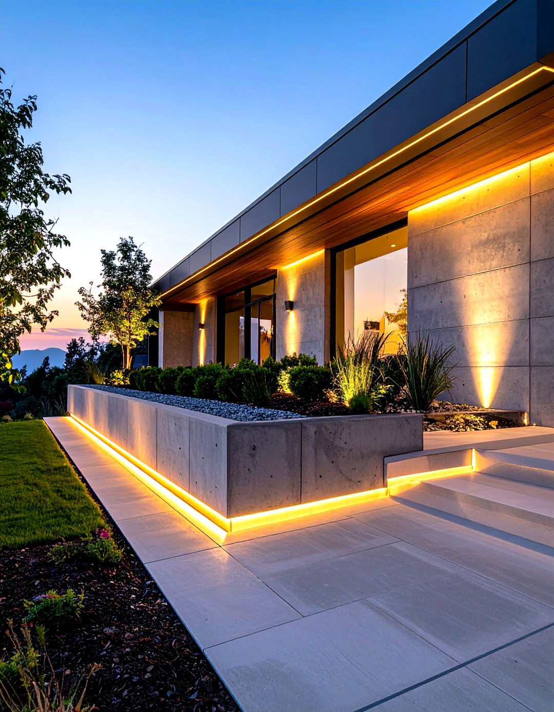 The Illuminated Garden Wall with LED Lighting - 30 garden retaining wall ideas