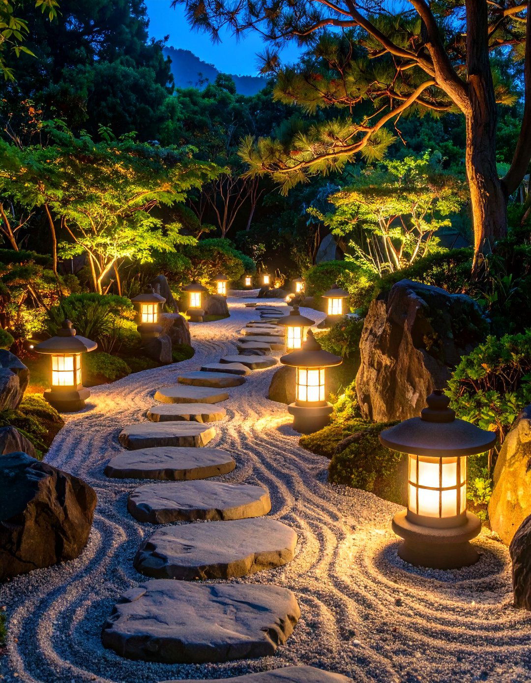 The Illuminated Lantern Path Garden - 30 ai zen garden design ideas