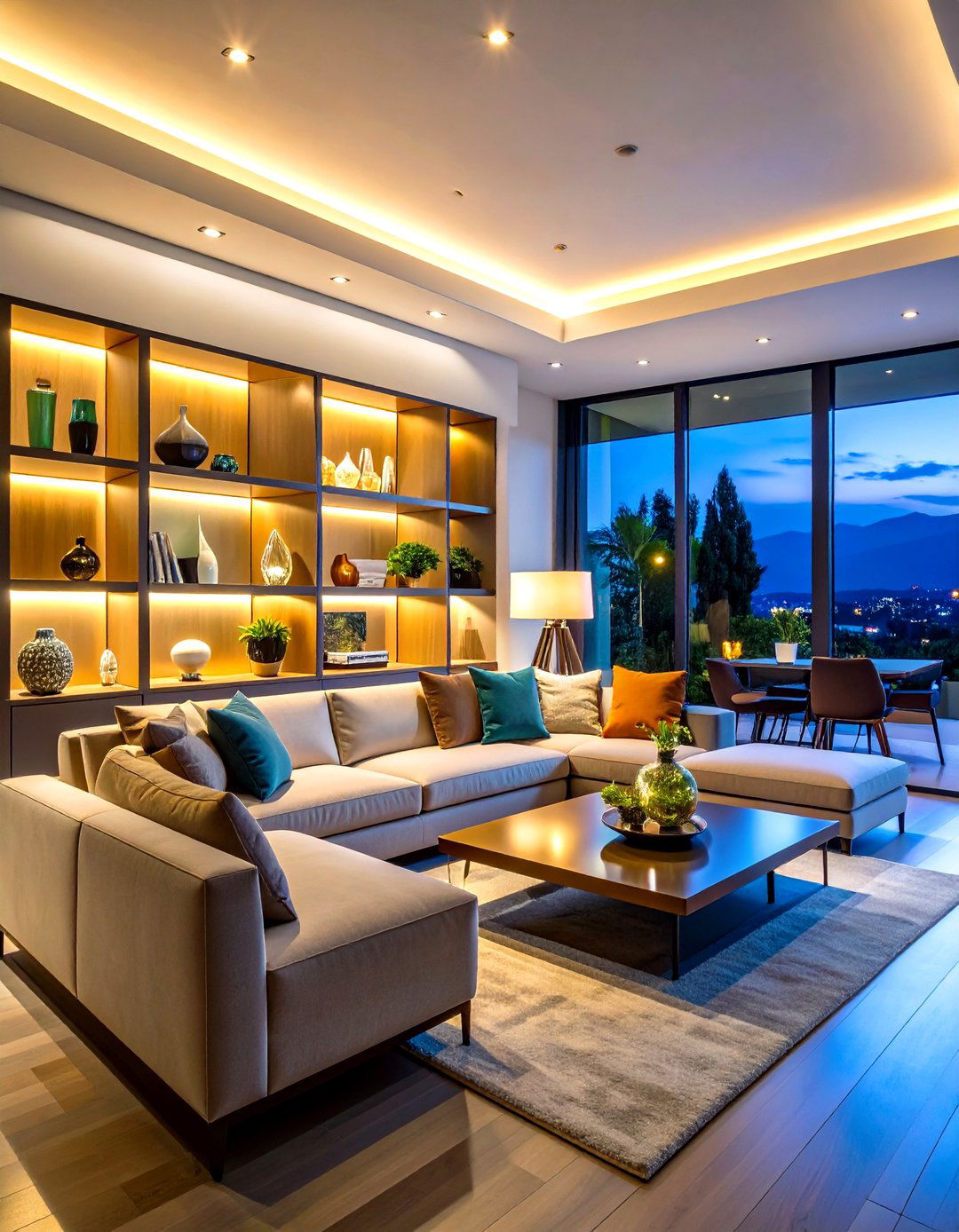 The Illuminated Living Room Shelf Display - 30 living room shelf ideas