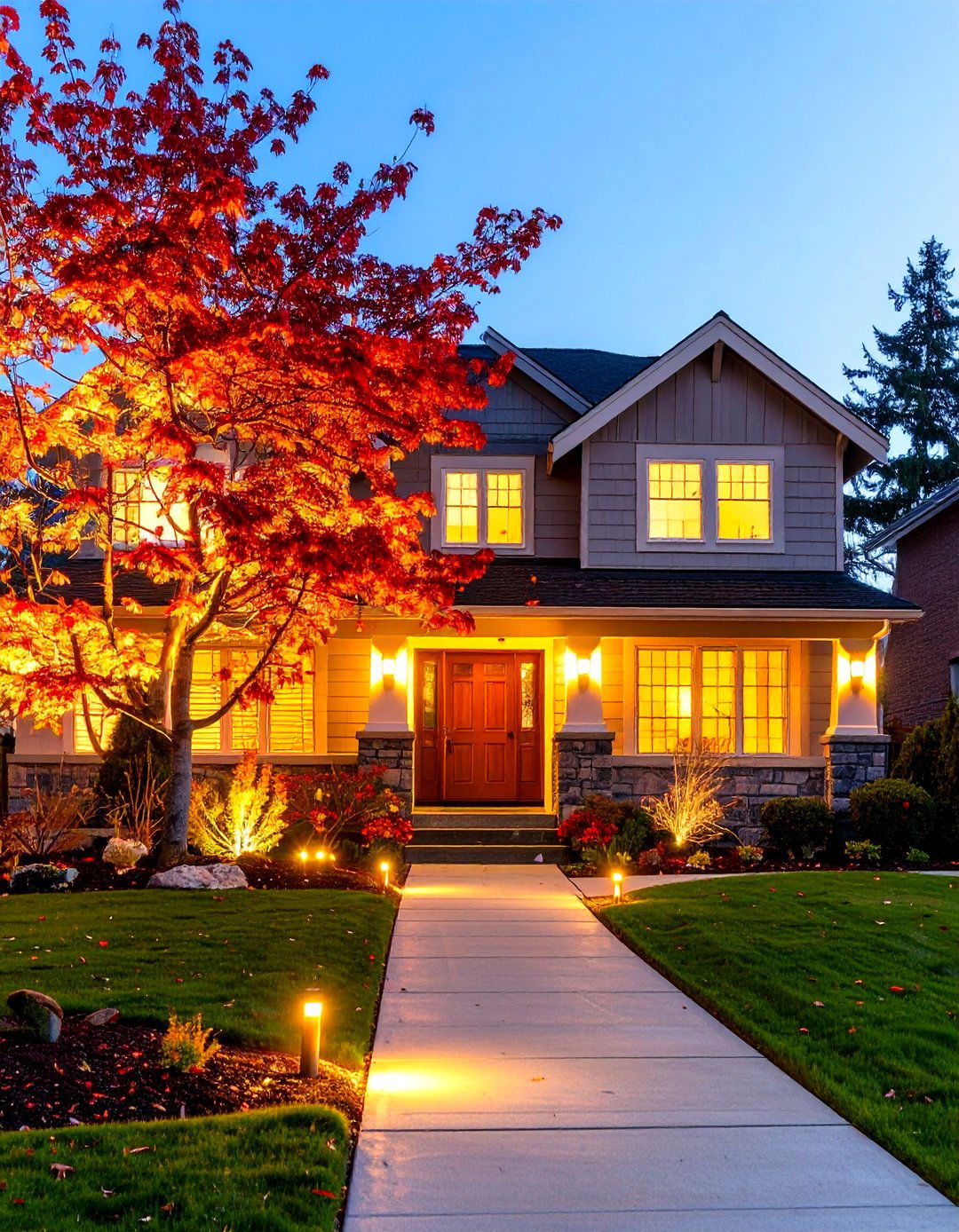 The Illuminated Nightscape Front Yard - 30 landscaping ideas for front yard
