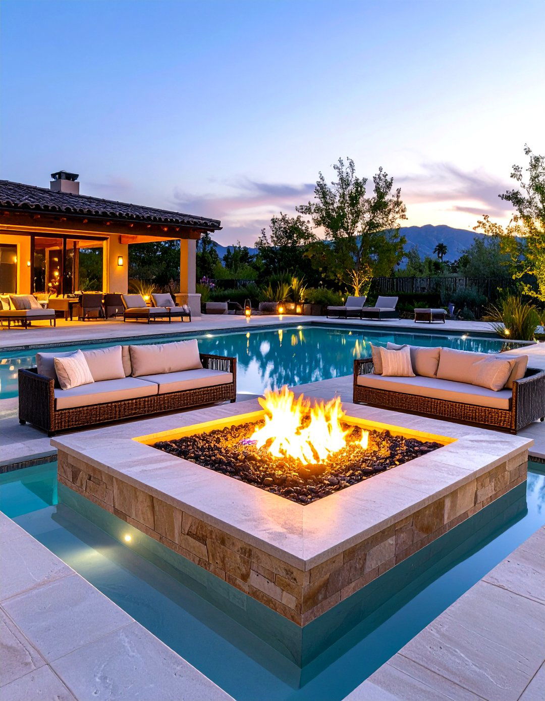 The In Pool Fire Pit Feature - 30 fire pit ideas for backyard