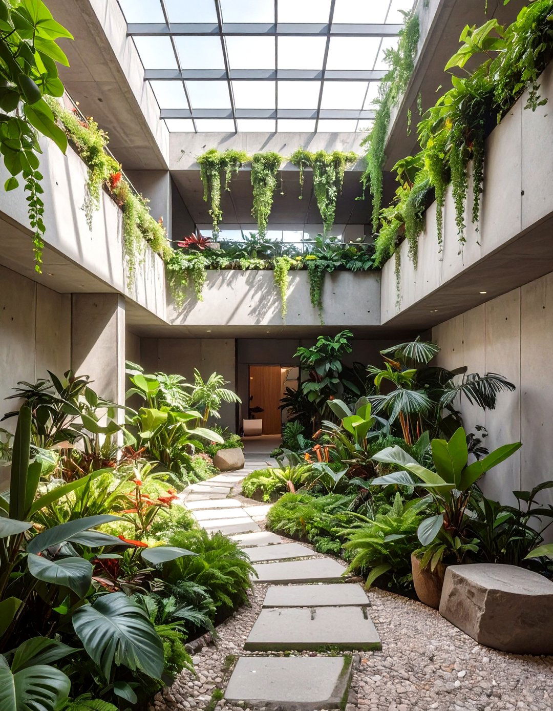 The Indoor Garden Atrium - 30 brutalist interior design ideas