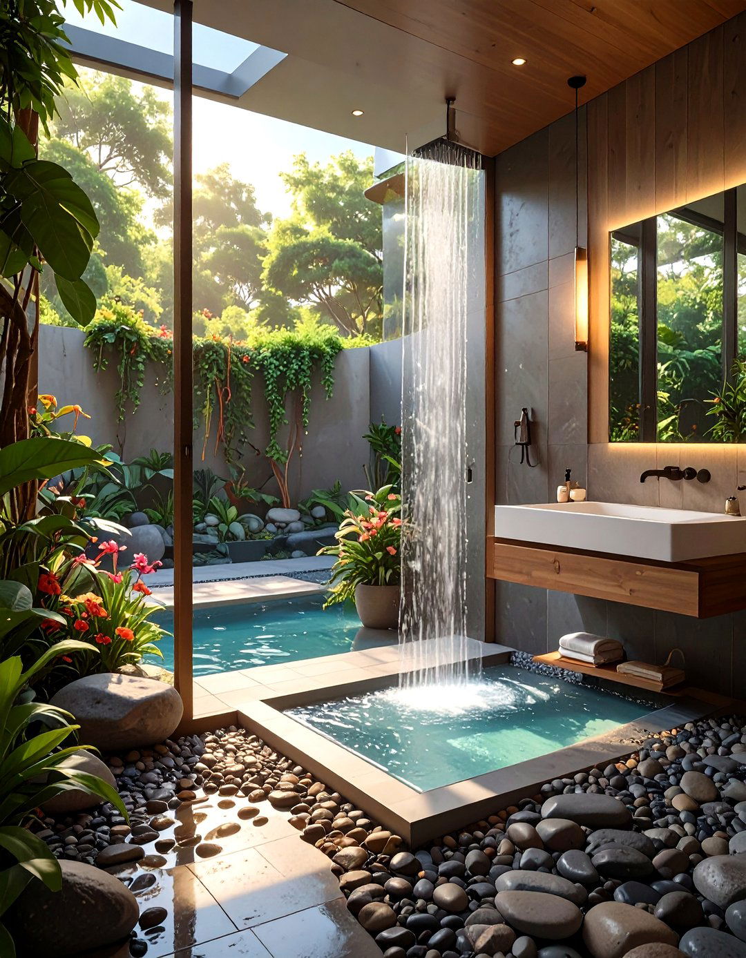 The Indoor Outdoor Illusion Shower - 30 master shower ideas