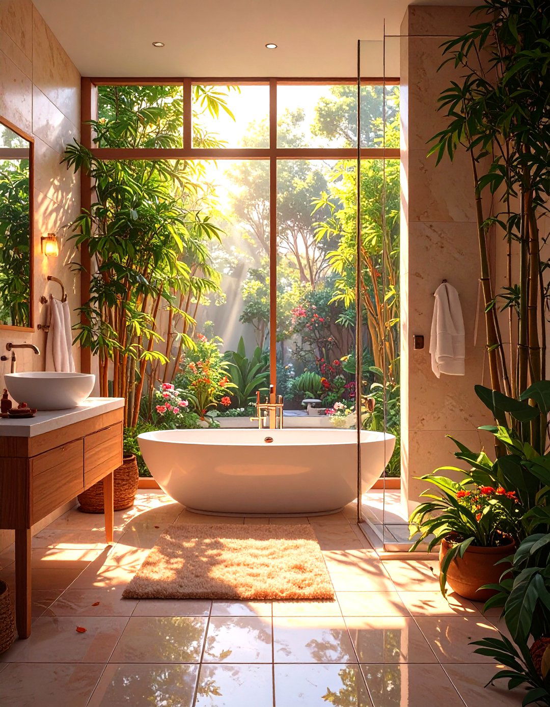 The Indoor Outdoor Illusion Walk in Shower - 30 master bathroom walk in shower ideas