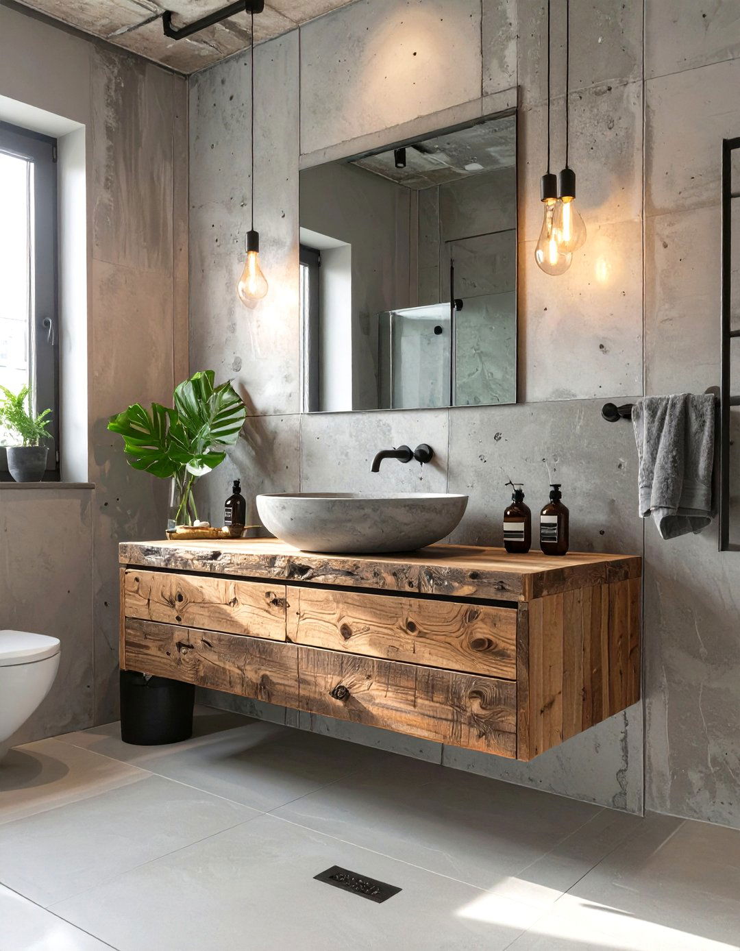 The Industrial Bathroom with Concrete Elements - 30 industrial home design ideas