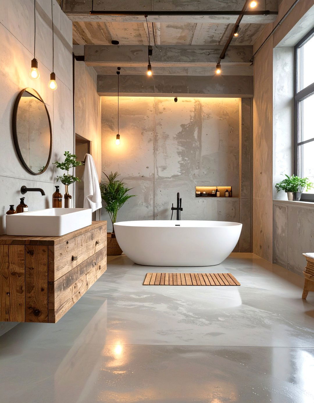 The Industrial Bathroom with Heated Concrete Floors - 30 industrial bathroom ideas