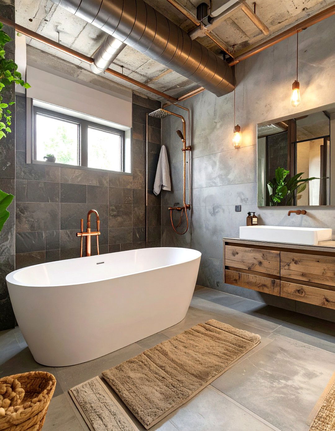The Industrial Bathroom with Spa Elements - 30 industrial style interior design ideas