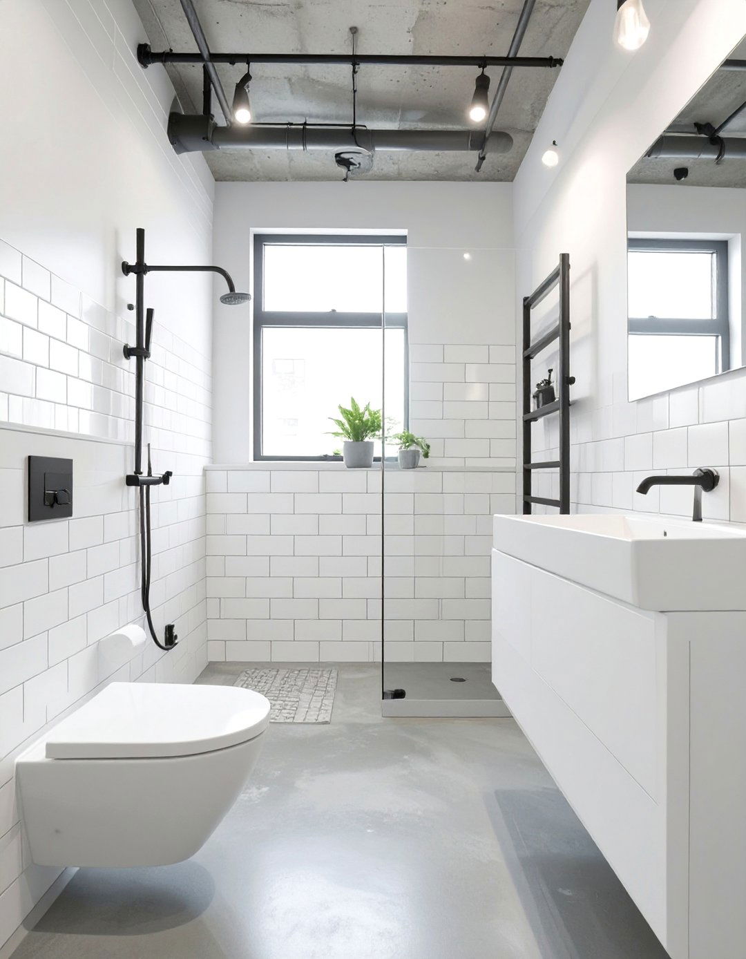 The Industrial Bathroom with Subway Tiles - 30 bathroom tile inspiration