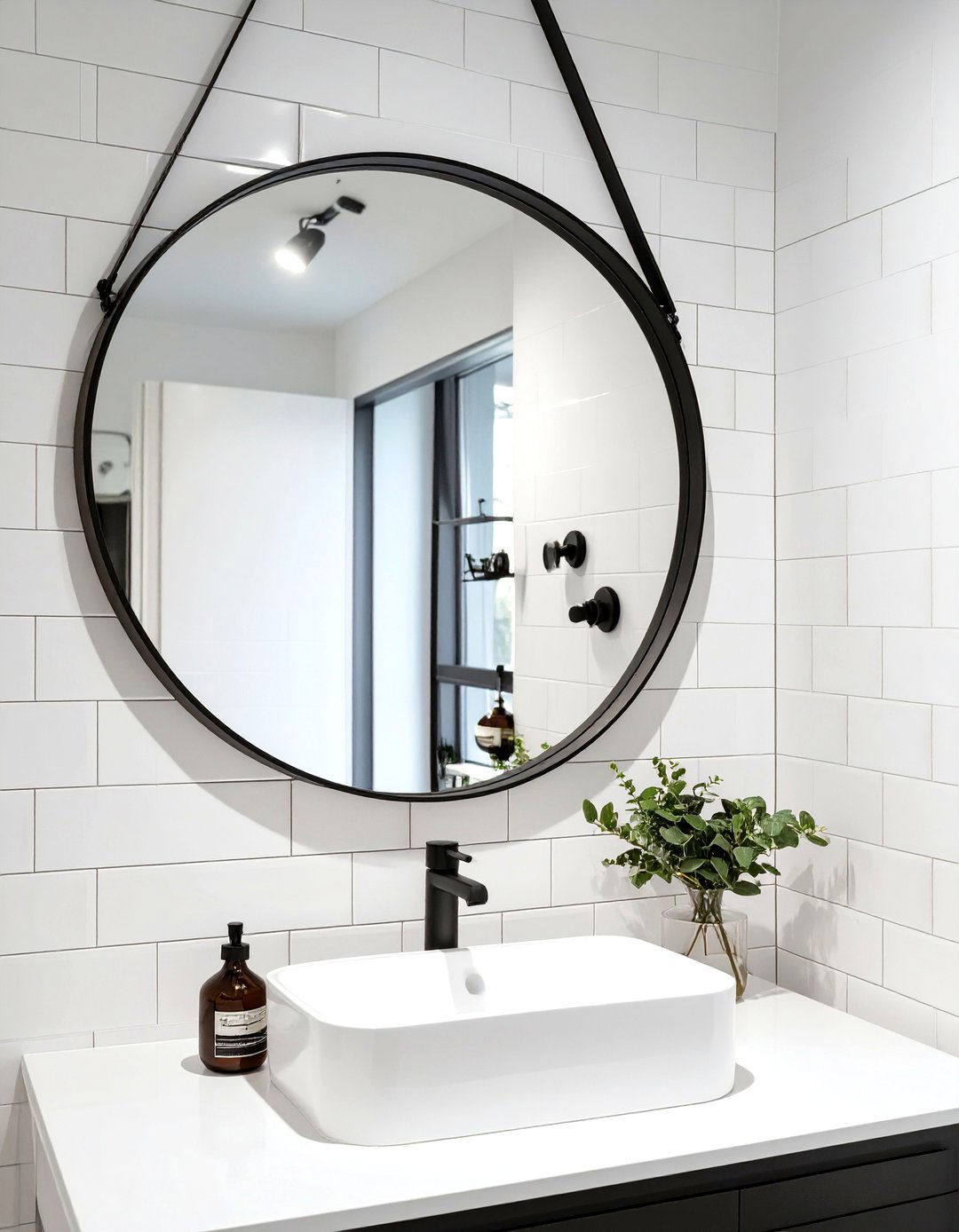 The Industrial Bathroom with a Statement Mirror - 30 industrial bathroom ideas