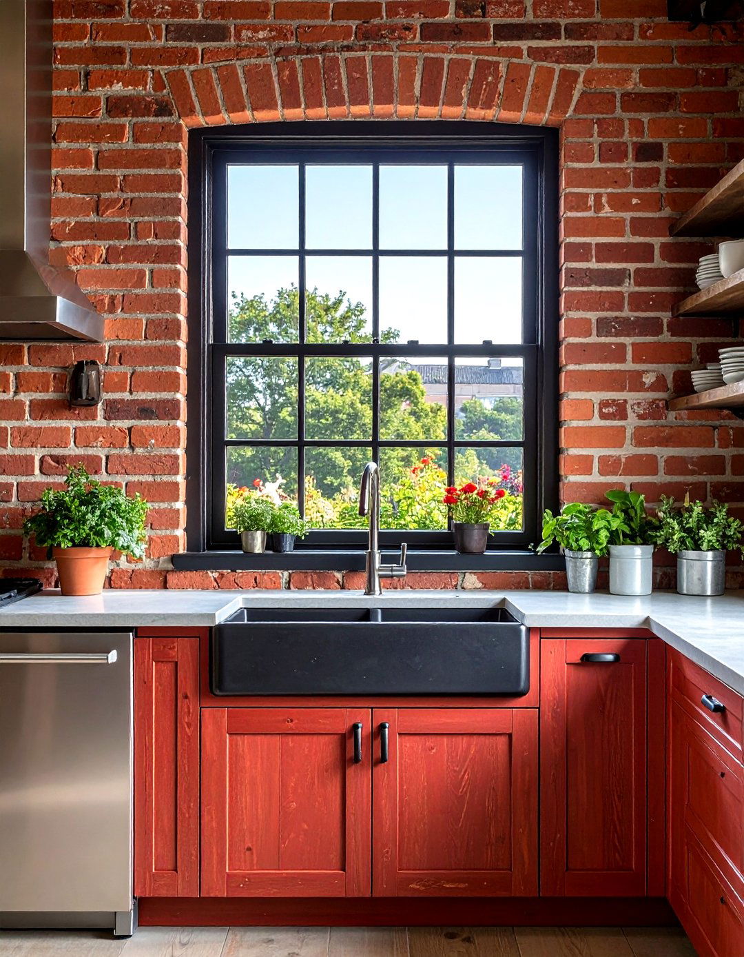 The Industrial Black Framed Kitchen Window - 30 kitchen window ideas over sink