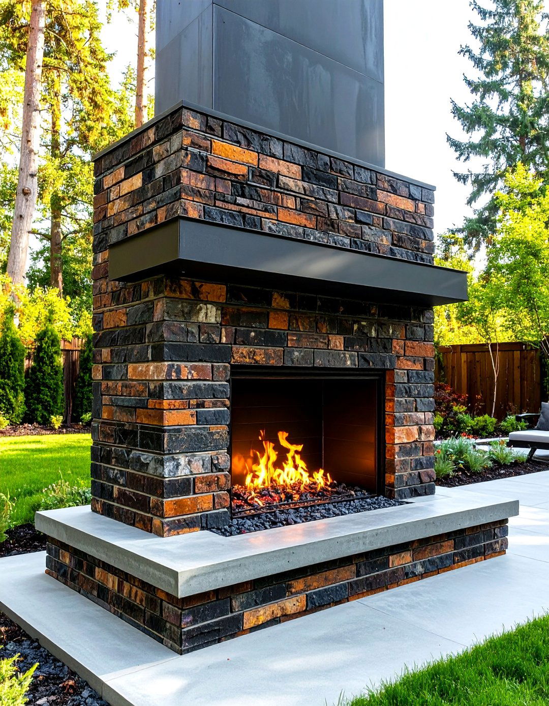 The Industrial Brick Outdoor Fireplace - 30 modern outdoor fireplace ideas