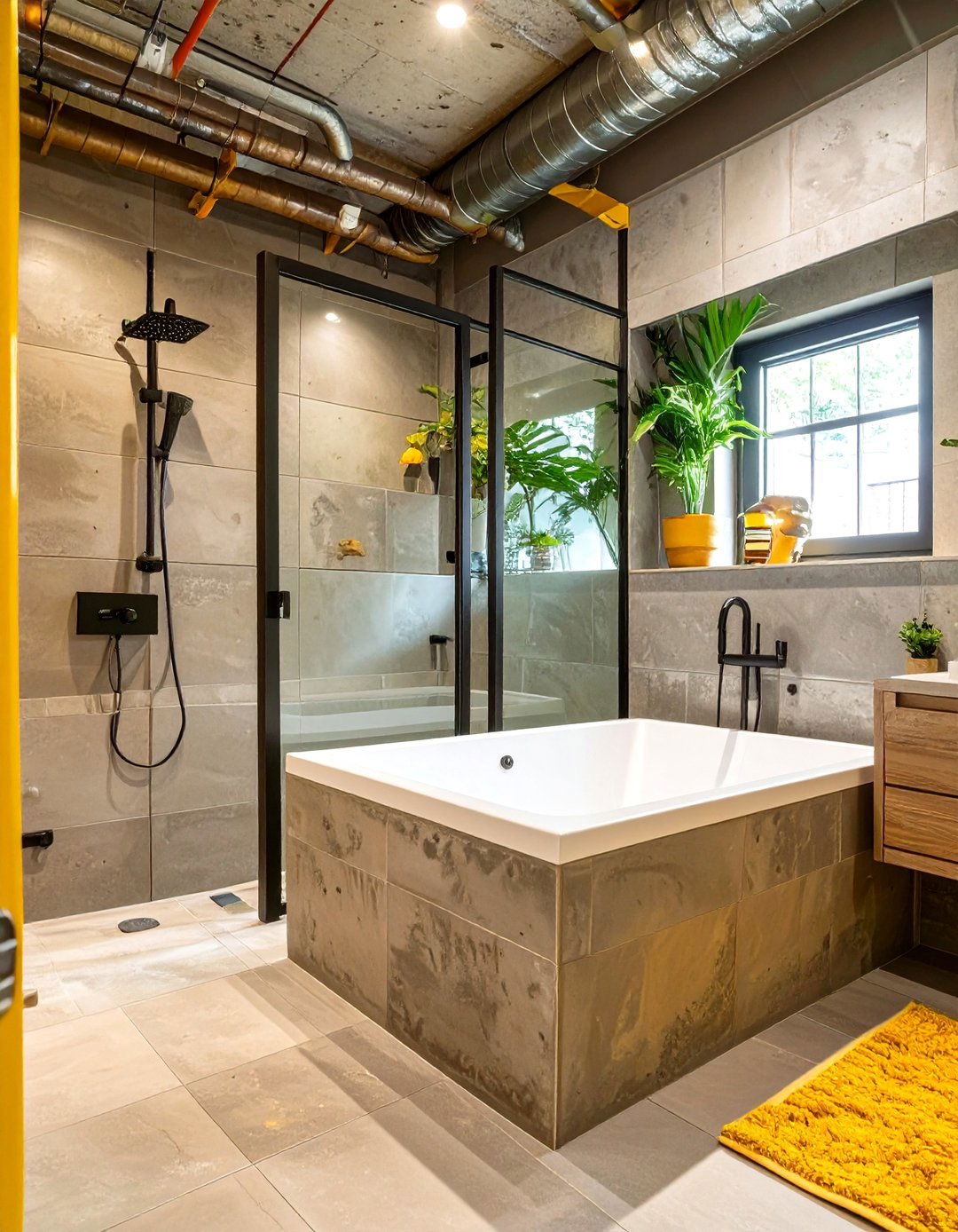 The Industrial Chic Bathroom - 30 bathtub shower combo ideas for small bathrooms