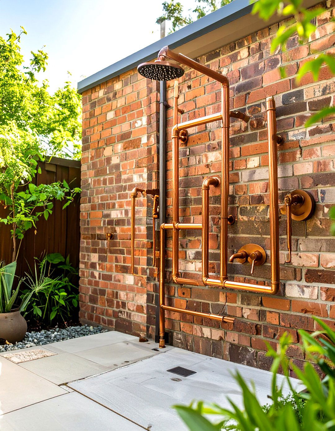 The Industrial Chic Copper Pipe Design - 30 backyard outdoor shower ideas