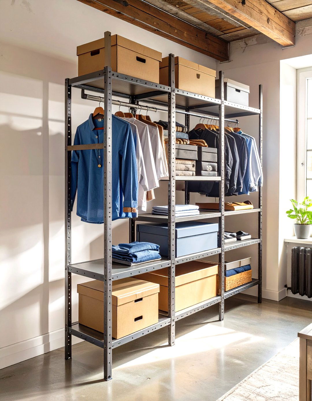 The Industrial Chic Open Wardrobe with OMAR - 30 ikea closet organizer ideas