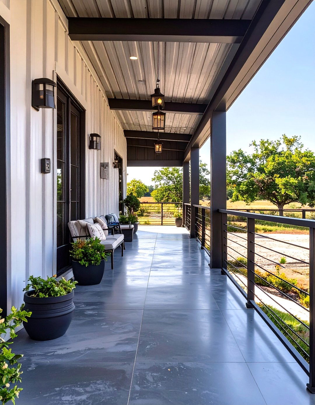 The Industrial Chic Porch - 30 front porch ideas for ranch style homes before and after