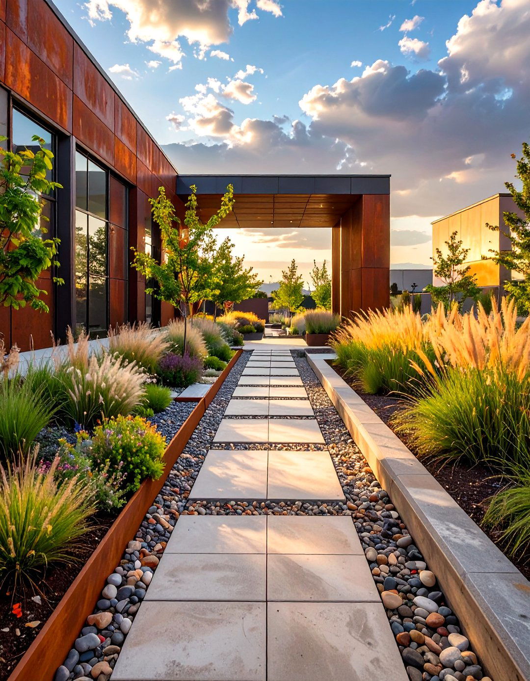 The Industrial Chic Walkway - 30 commercial landscape design ideas