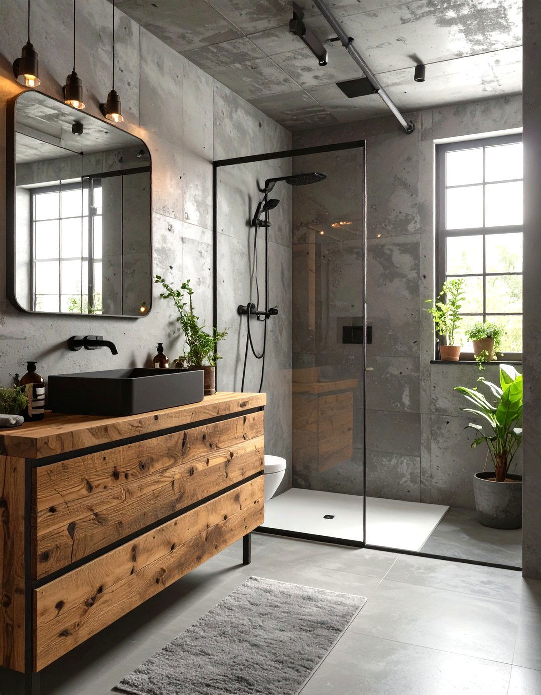 The Industrial Concrete Bathroom - 30 moody bathroom ideas