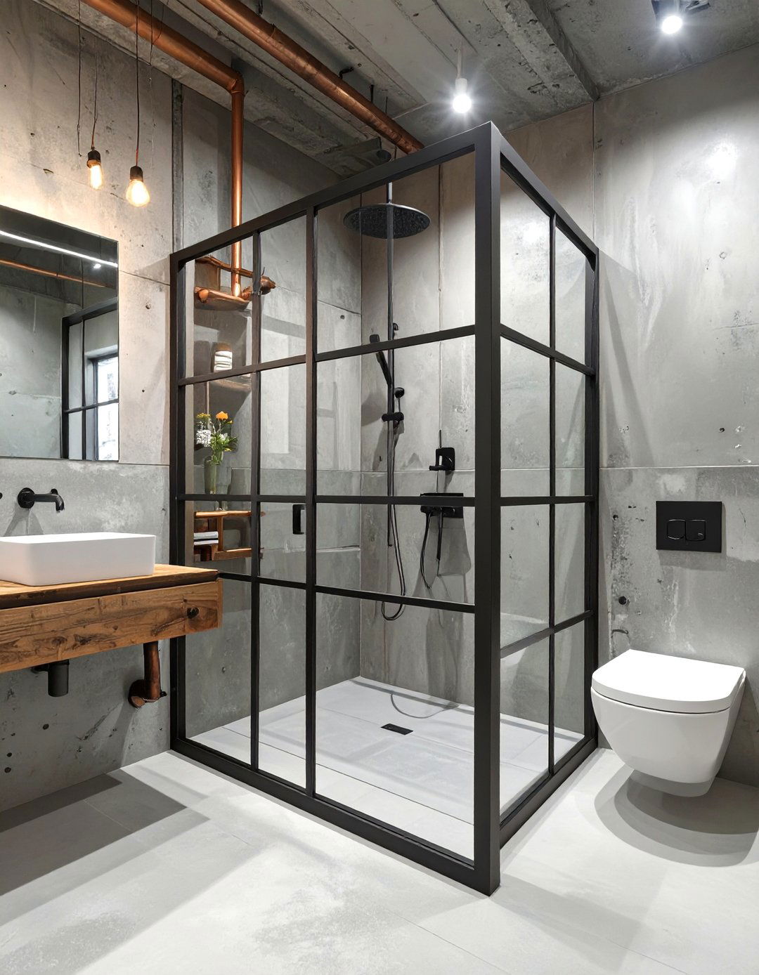 The Industrial Concrete Bathroom Shower - 30 bathroom shower designs