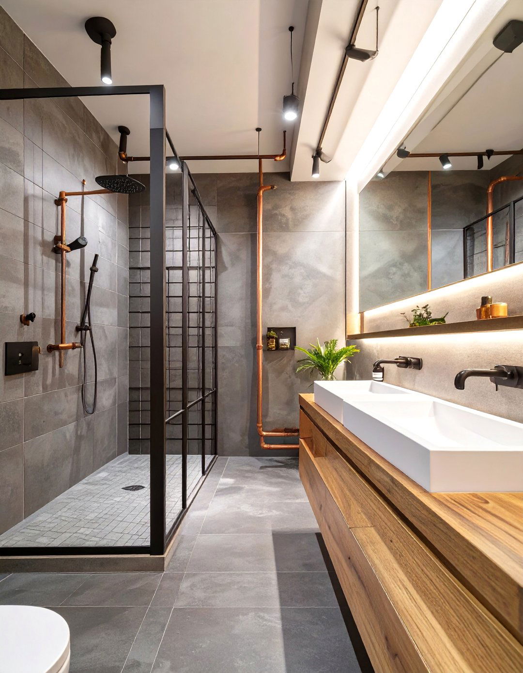 The Industrial Concrete Bathroom - 30 dark bathroom ideas