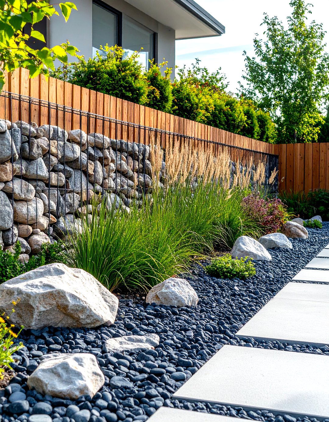 The Industrial Concrete and Rock Garden - 30 front yard landscaping ideas modern rock garden ideas