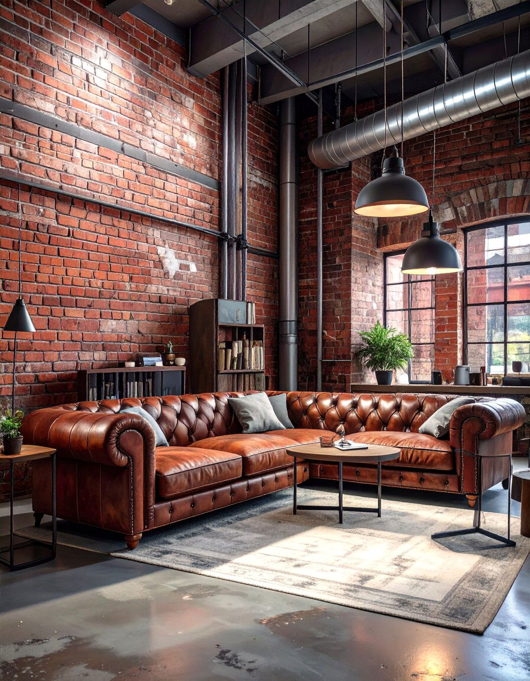 The Industrial Exposed Brick Wall - 30 man cave wall ideas