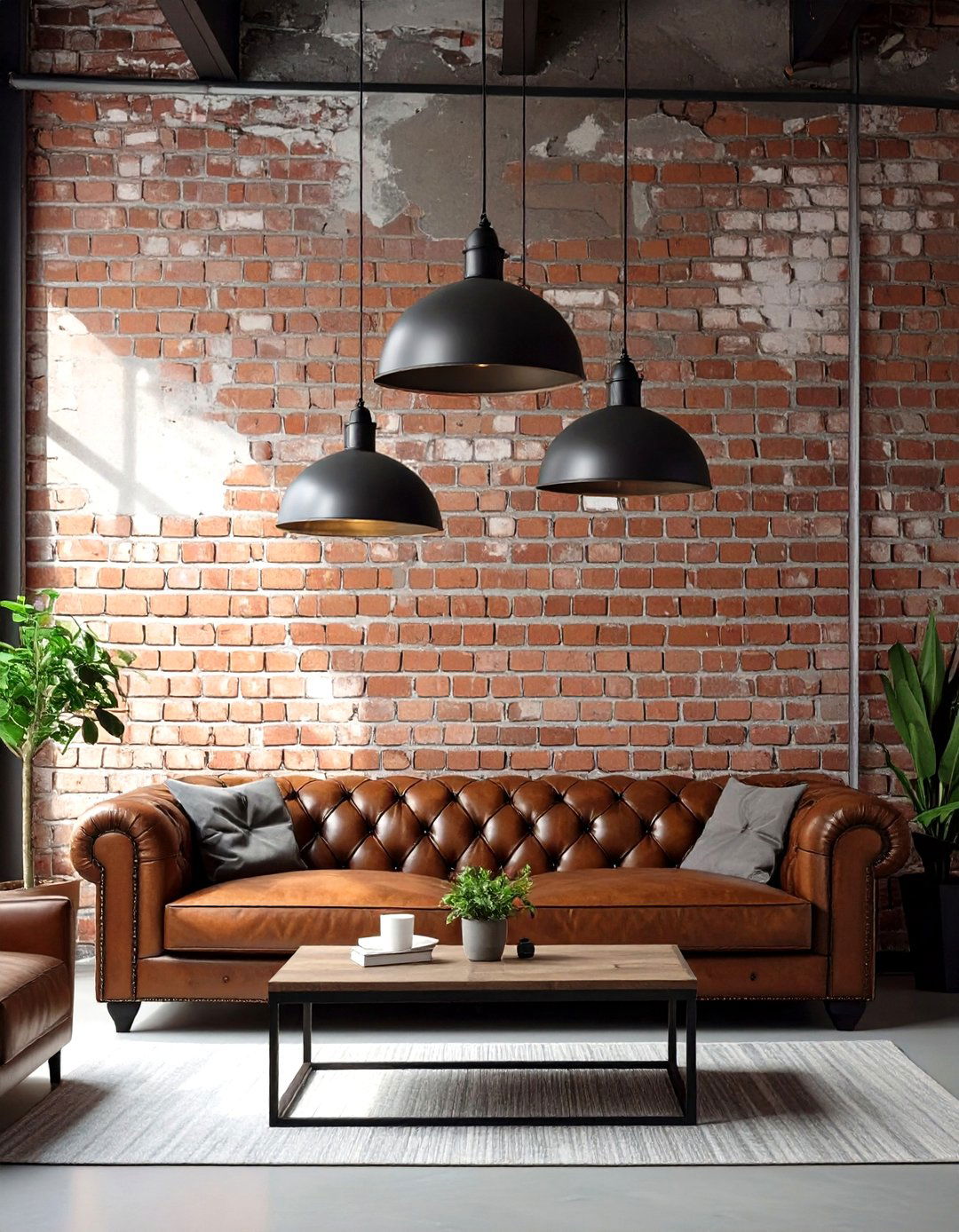 The Industrial Exposed Brick - 30 creative living room wall decor ideas