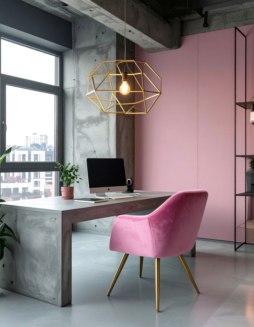 The Industrial Glam Office - 30 creative small office interior design ideas
