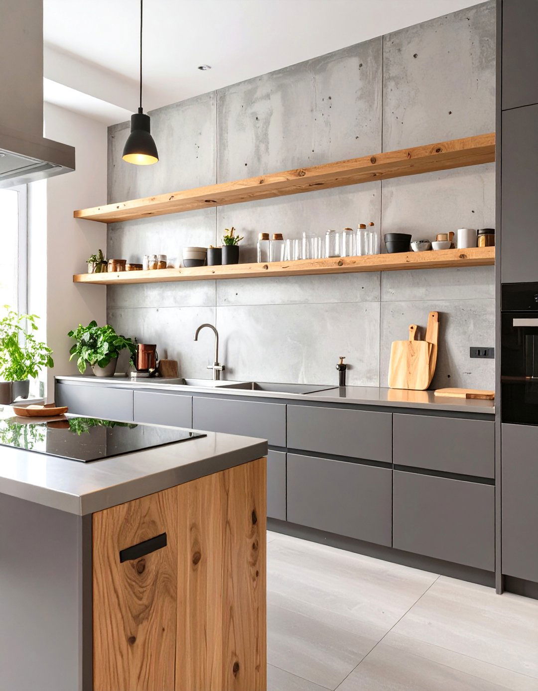 The Industrial Kitchen with Polished Concrete - 30 backsplash ideas for kitchen