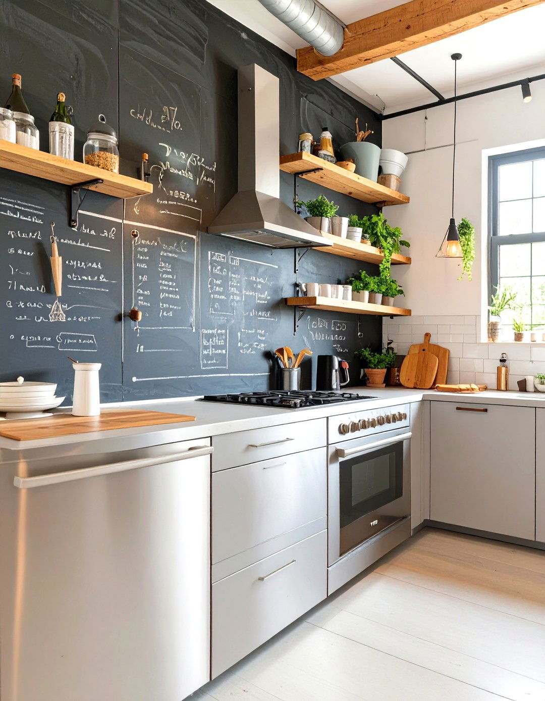 The Industrial Kitchen with a Chalkboard Wall - 30 industrial interior design ideas