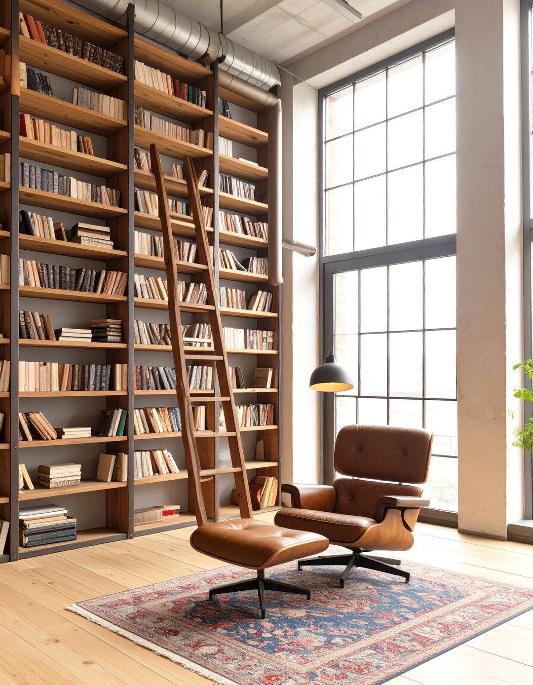The Industrial Library and Reading Nook - 30 industrial house design ideas