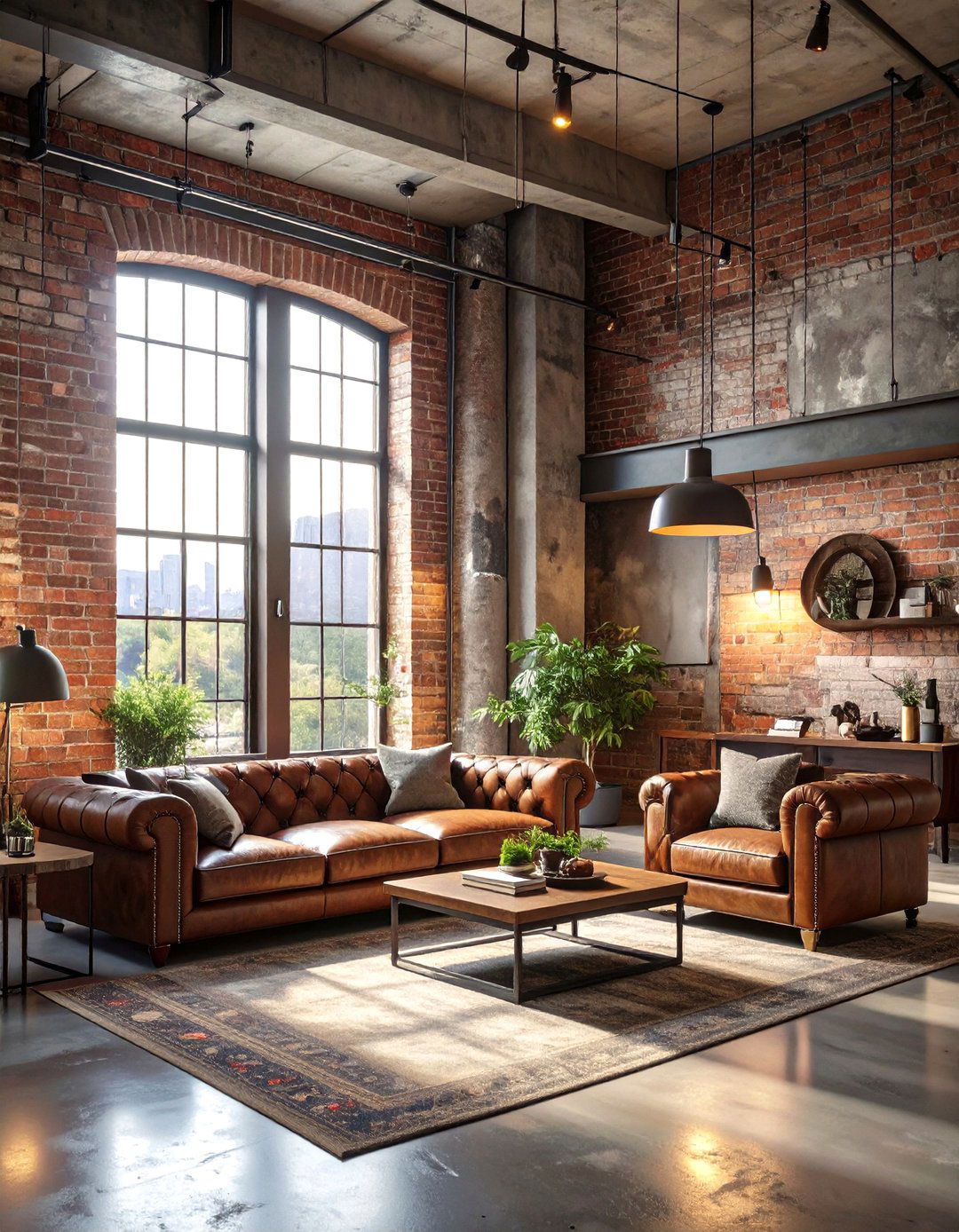 The Industrial Loft AI Living Room - 30 ai living room design ideas