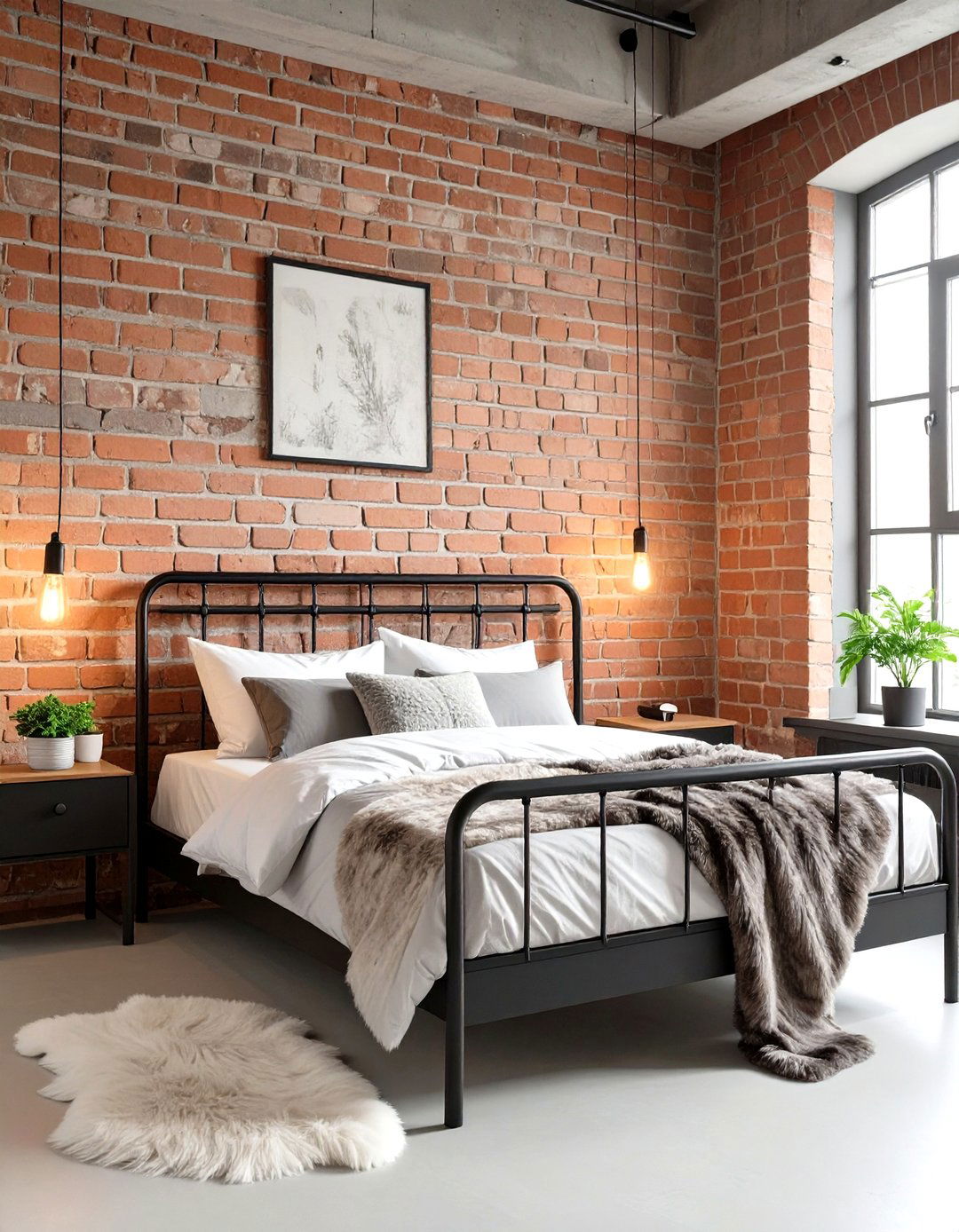 The Industrial Loft Bedroom with Soft Textures - 30 cozy master bedroom ideas