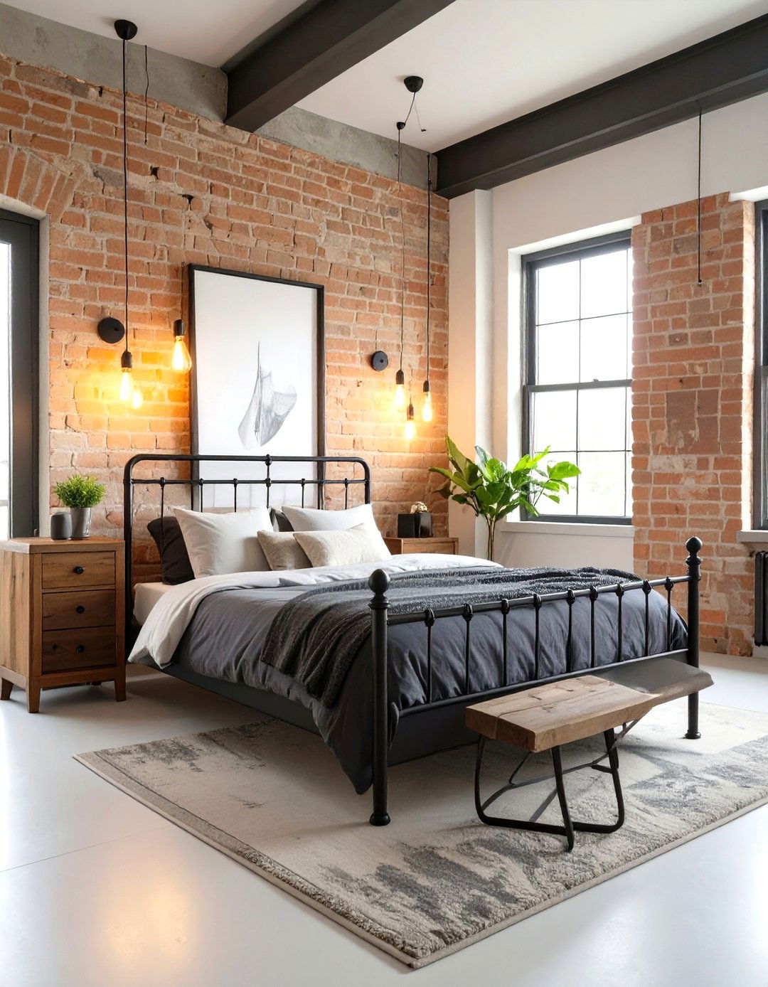 The Industrial Loft Black Bedroom - 30 neutral and black bedroom ideas