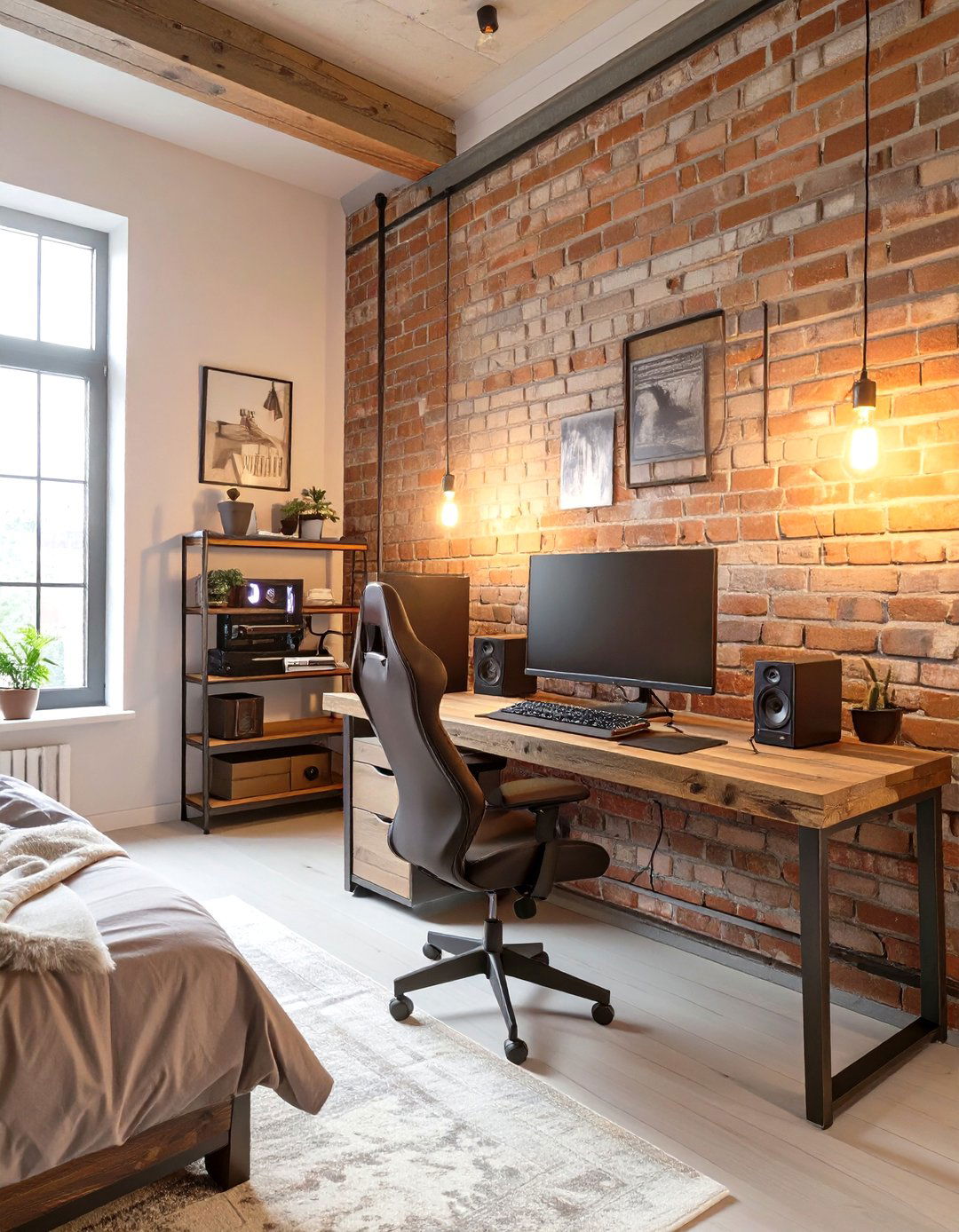 The Industrial Loft Gaming Bedroom - 30 gaming bedroom ideas