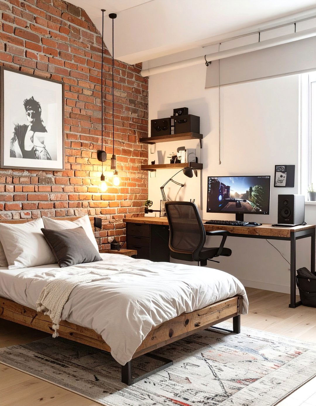 The Industrial Loft Gaming Bedroom - 30 boys gaming bedroom ideas