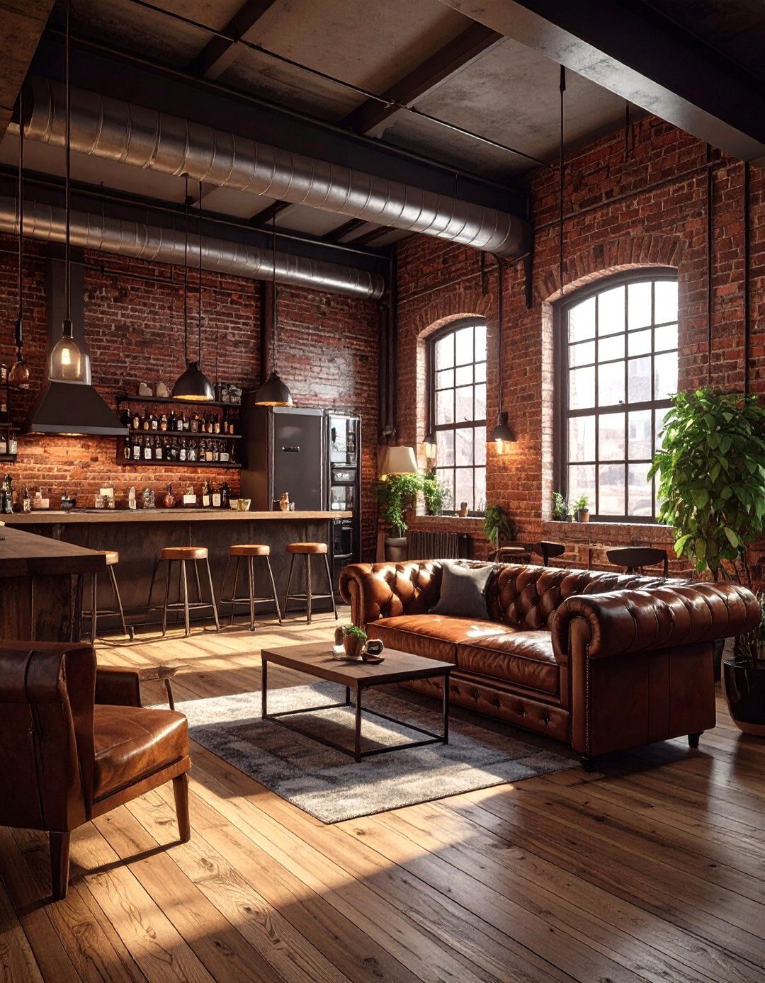 The Industrial Loft Garage Bar - 30 man cave garage bar ideas