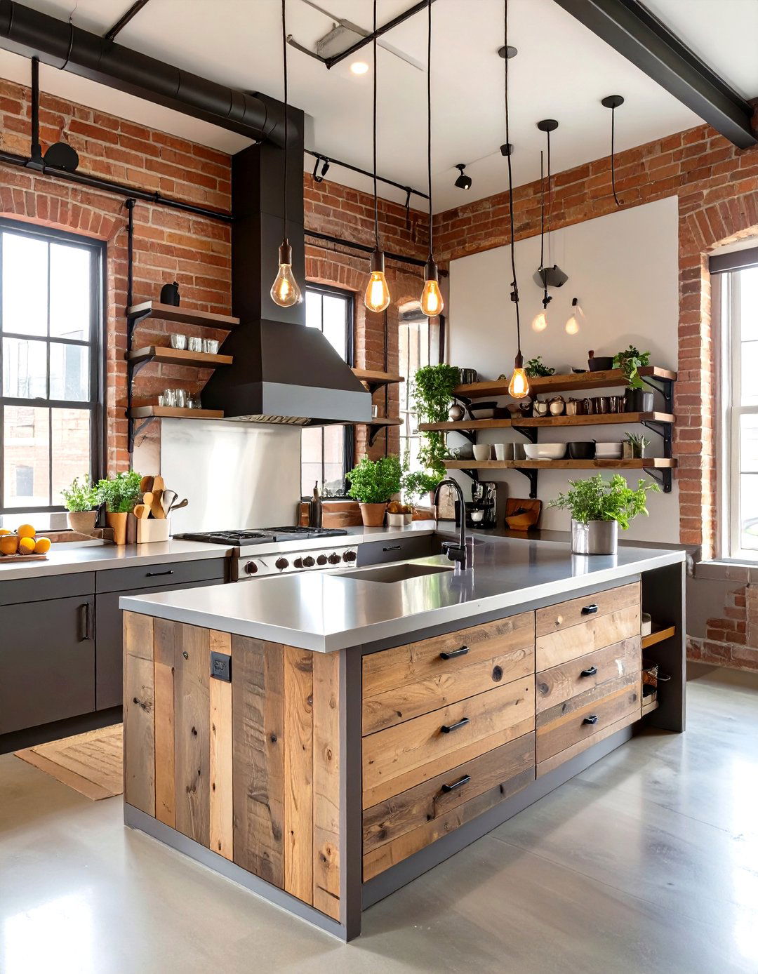 The Industrial Loft Kitchen - 30 home decor ideas thehometrotters