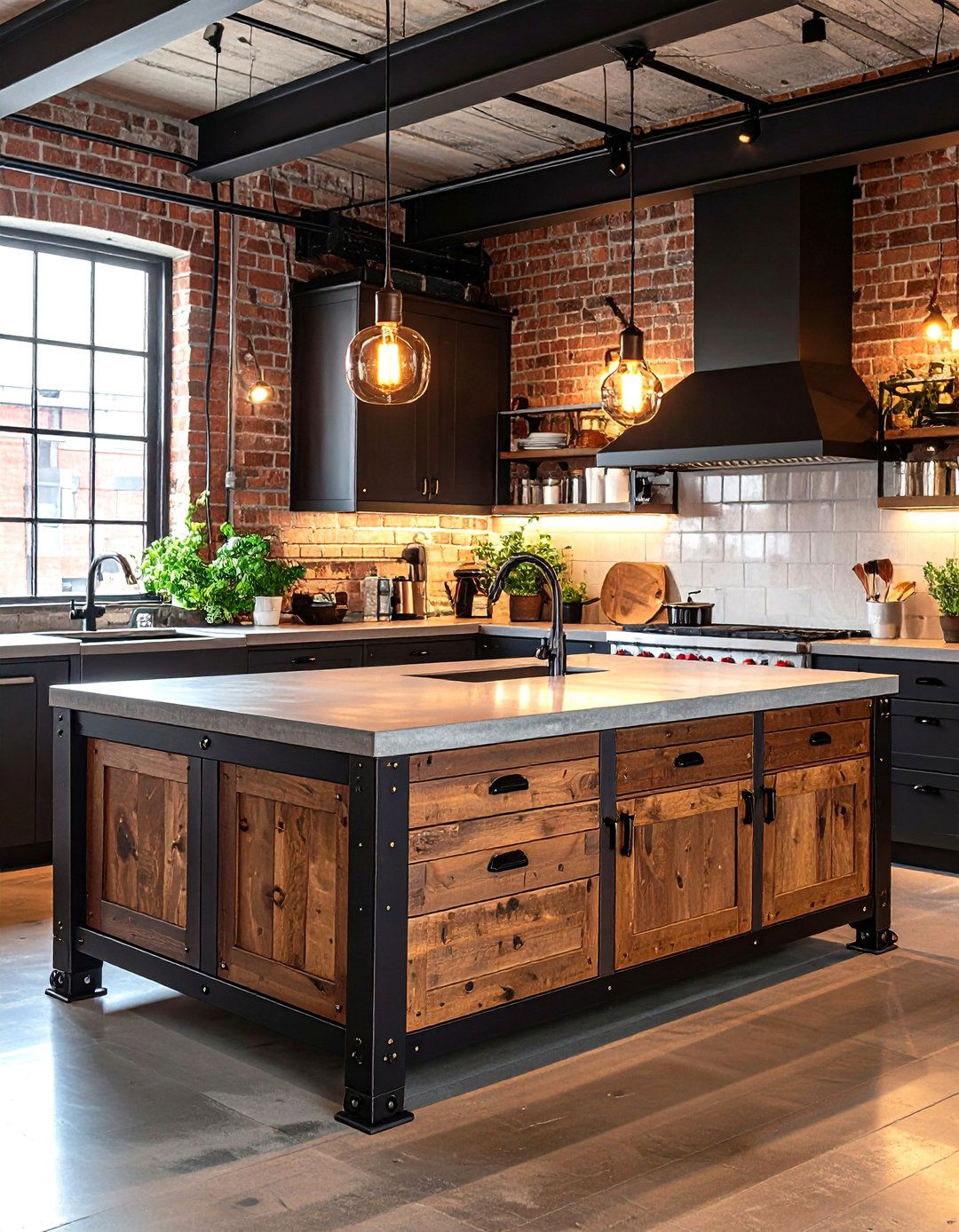 The Industrial Loft Kitchen Island - 30 kitchen islands ideas