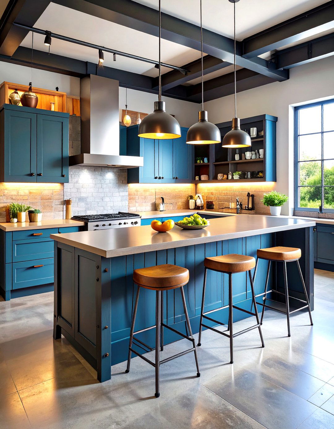 The Industrial Loft Kitchen Island - 30 kitchen island decorating ideas