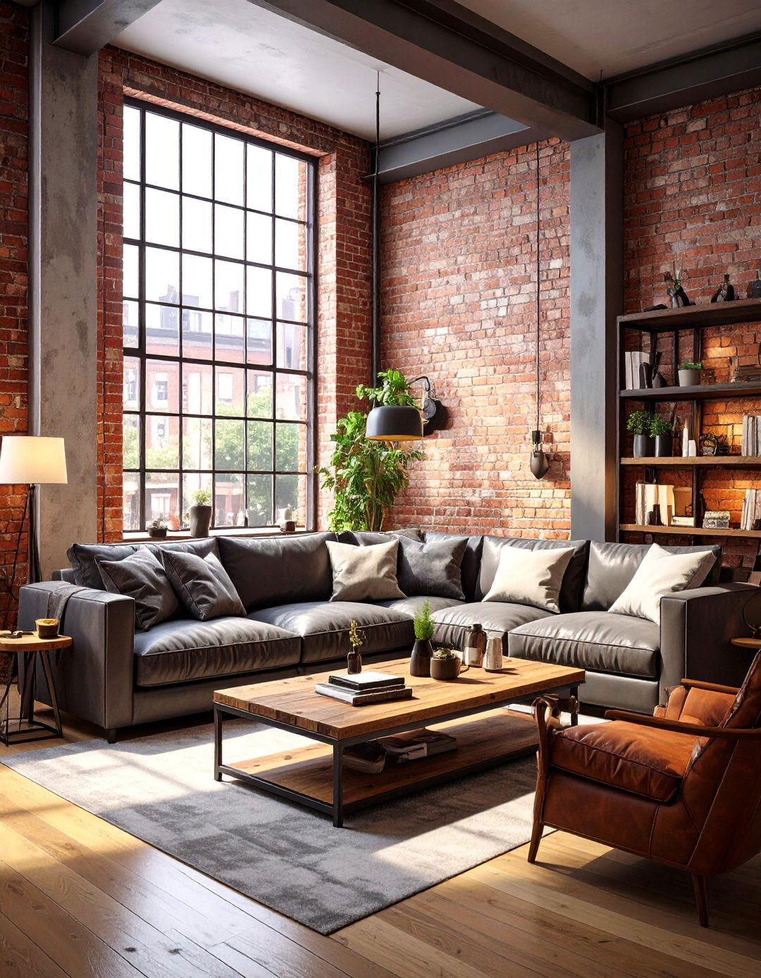 The Industrial Loft Living Room - 30 dark gray couch living room ideas