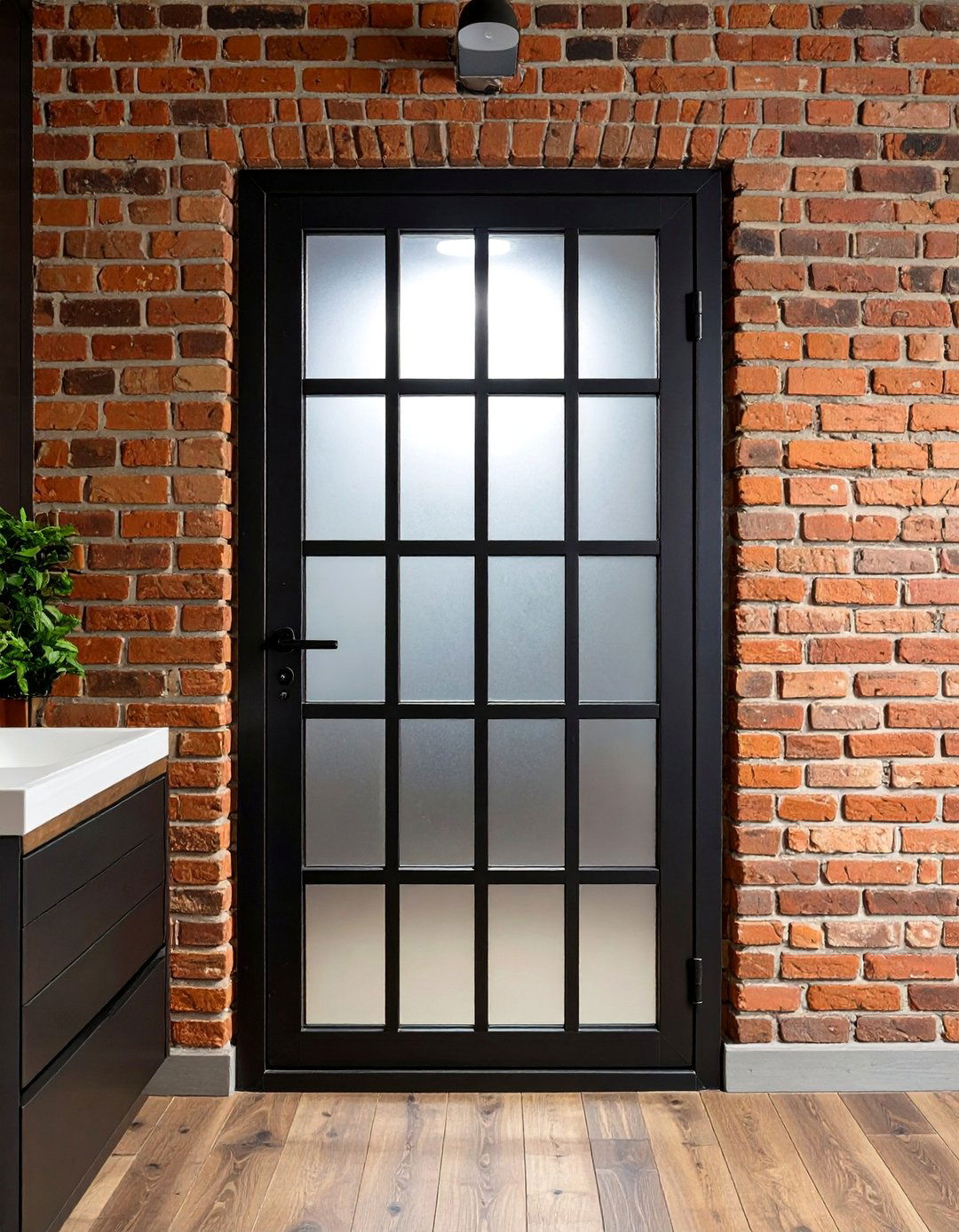 The Industrial Metal and Glass Bathroom Door - 30 bathroom door ideas