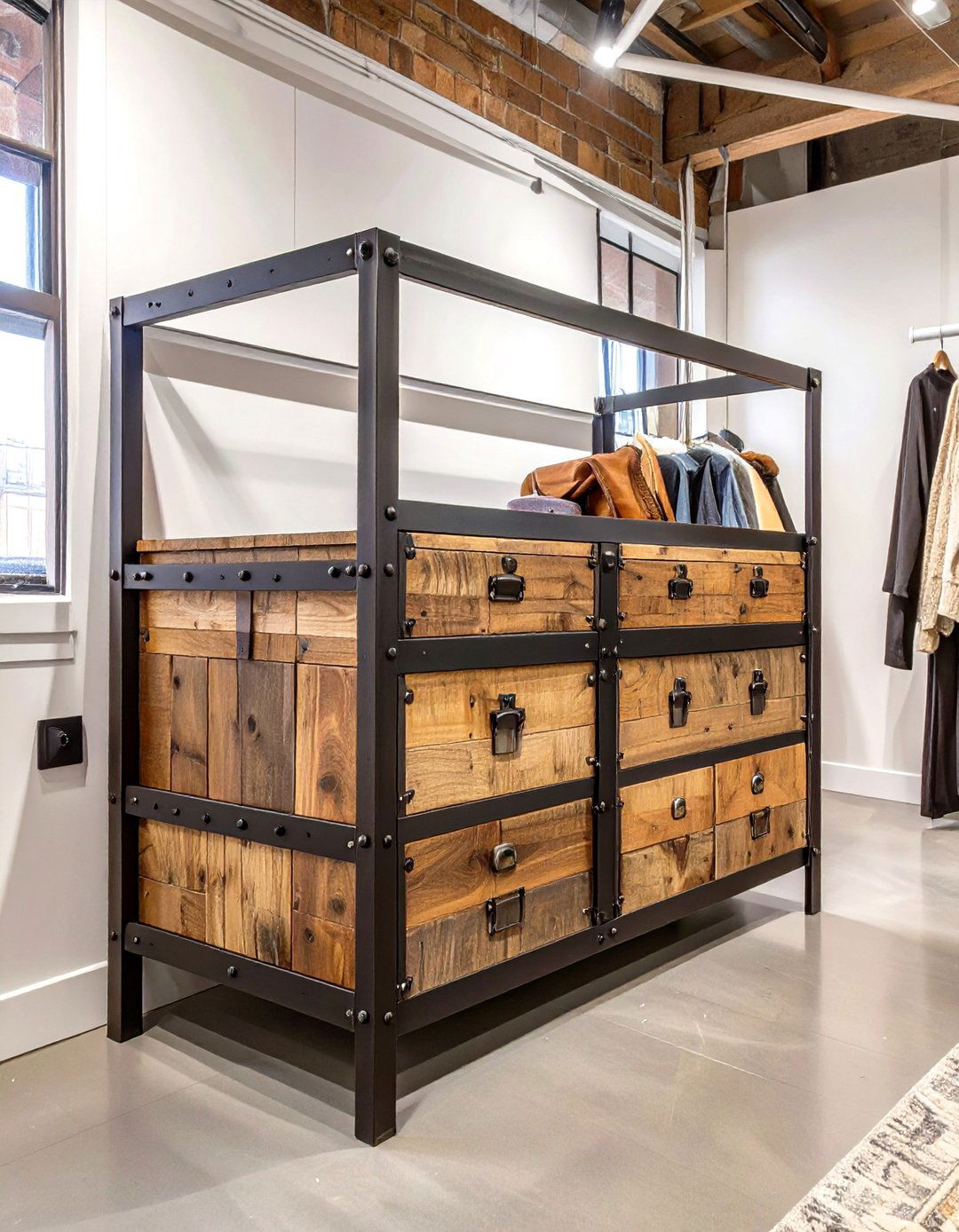 The Industrial Metal and Wood Closet Dresser - 30 closet dresser ideas