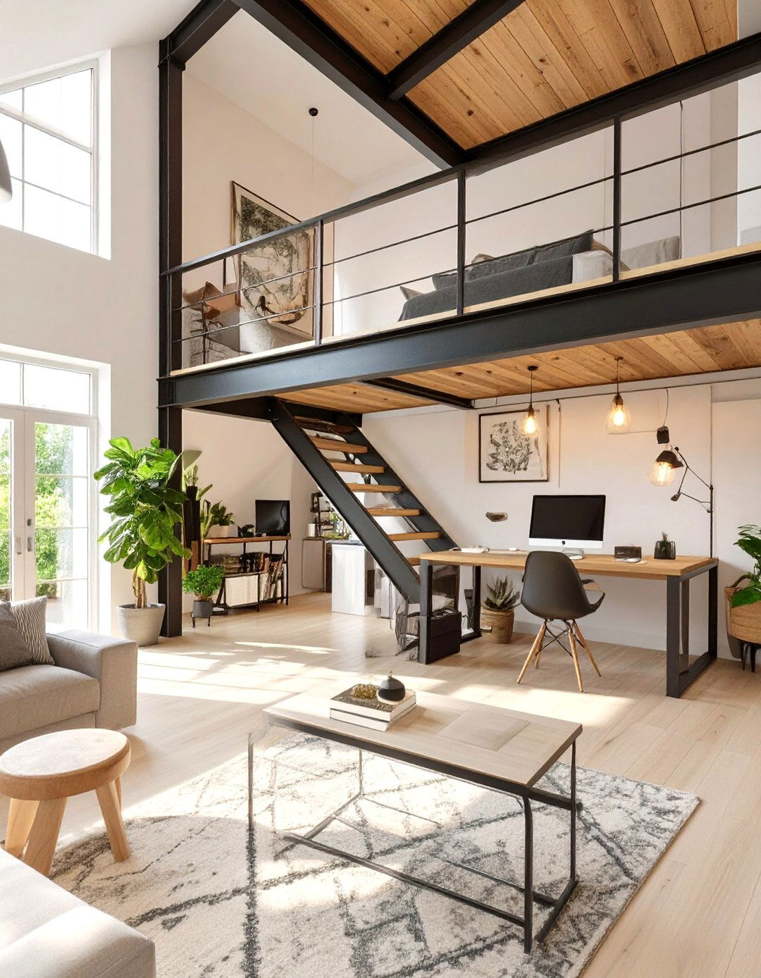 The Industrial Mezzanine Office - 30 home office ideas for him