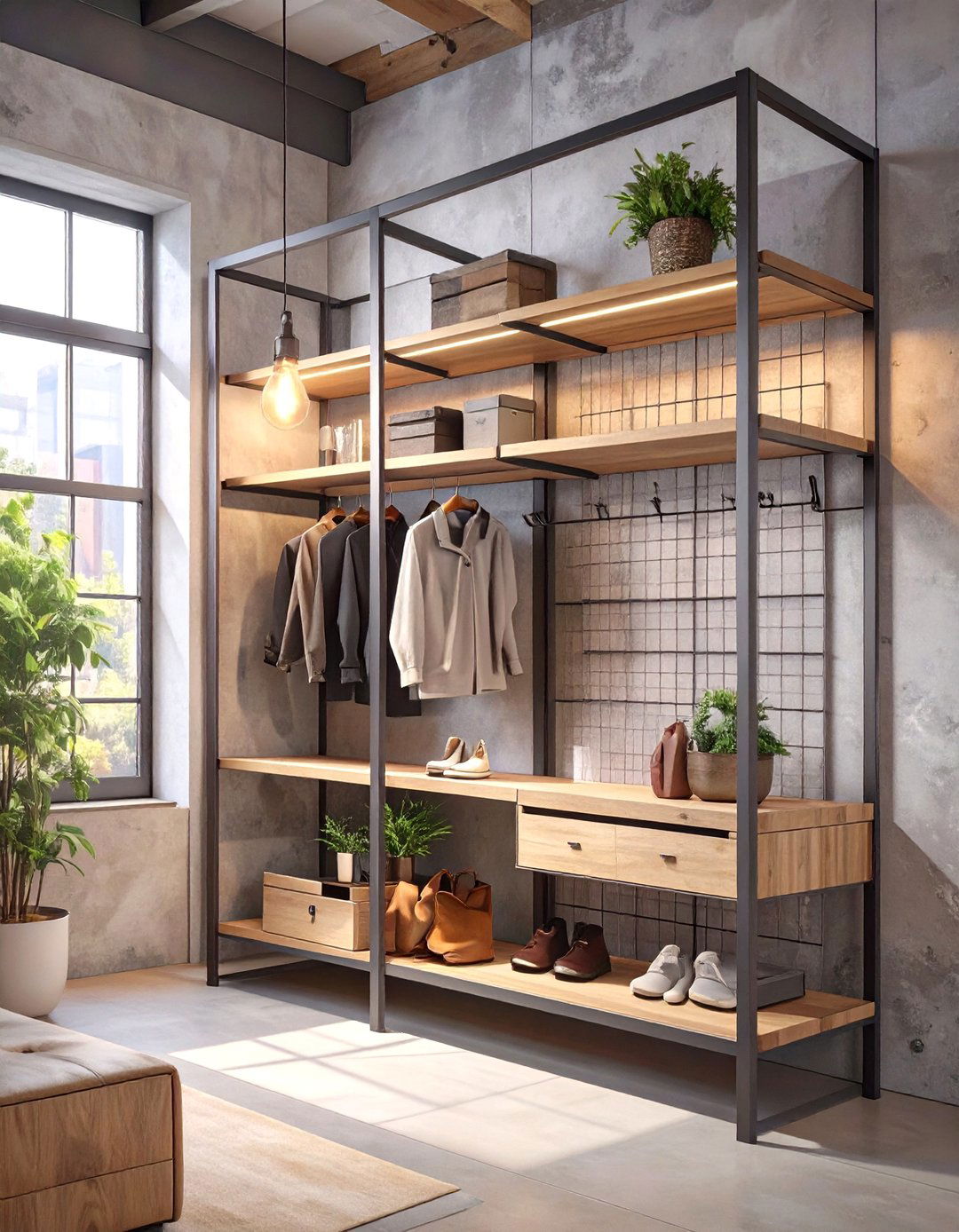 The Industrial Modern Closet System - 30 coat closet organization ideas
